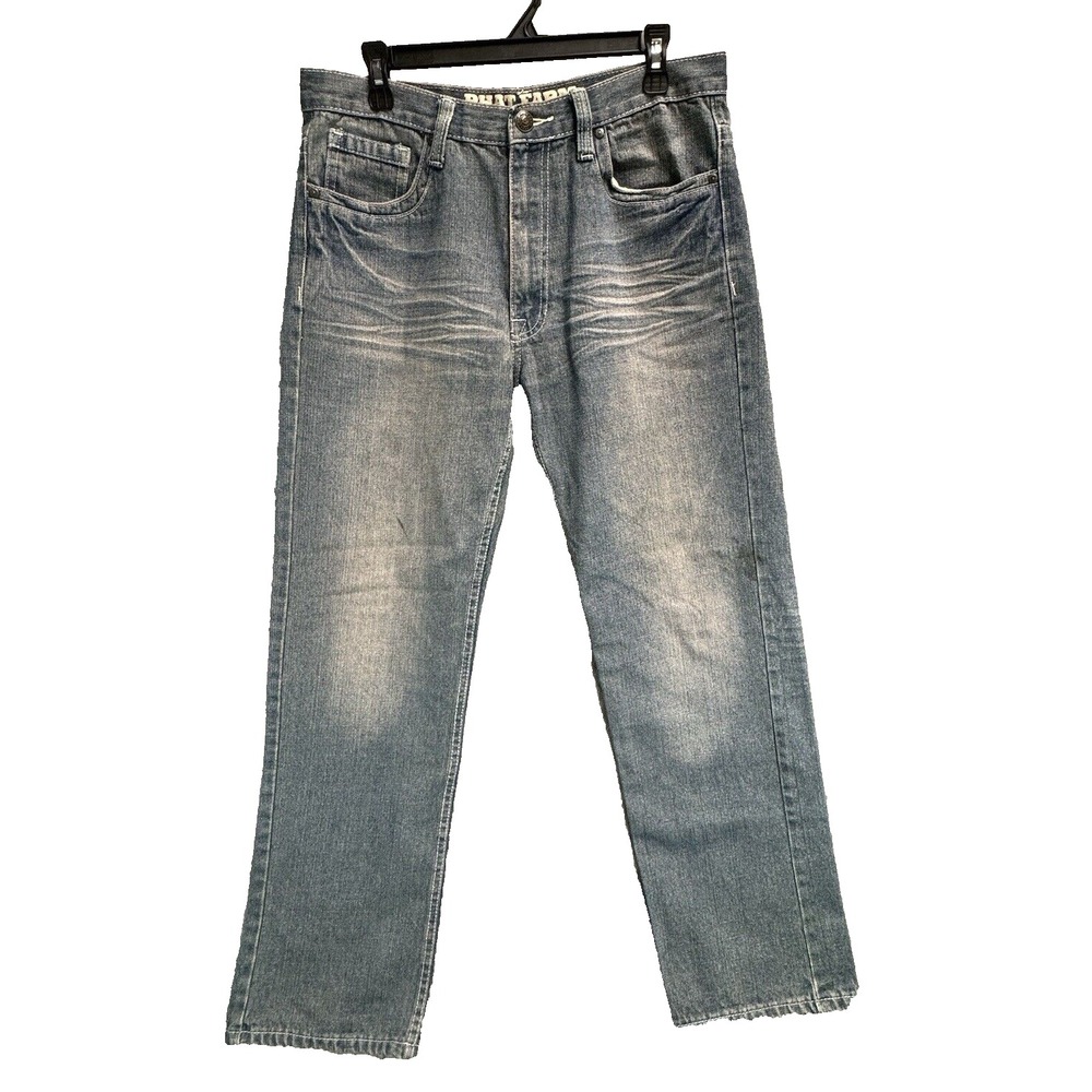PHAT FARM Slim Fit Jeans Mens 34/32 Blue Denim Streetwear Grunge Hip Hop
